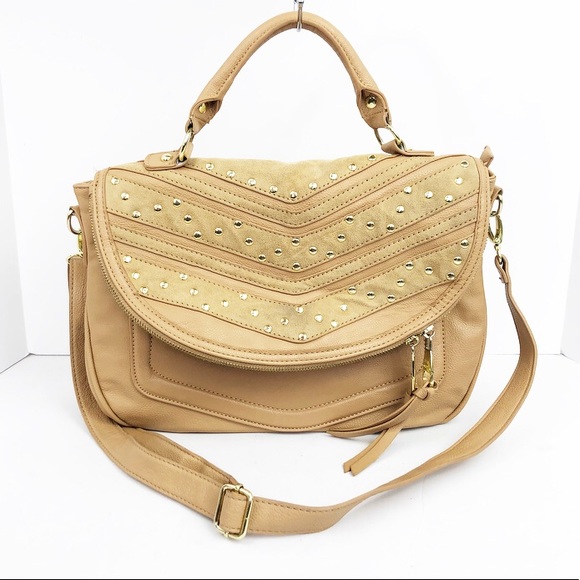 Steve Madden Handbags - Steve Madden Nude Studded Hobo Crossbody Bag Large